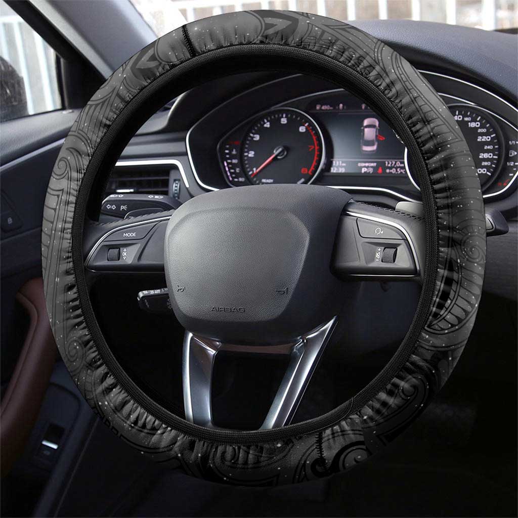 New Zealand Matariki Steering Wheel Cover Maori Moko Black Galaxy LT05 - Polynesian Pride