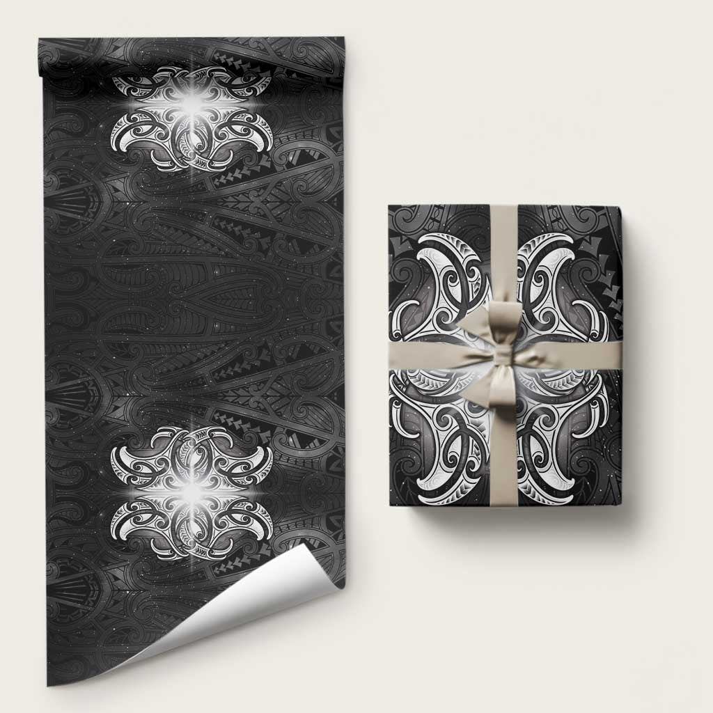 New Zealand Matariki Wrapping Paper Maori Moko Black Galaxy