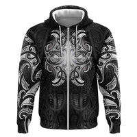 New Zealand Matariki Zip Hoodie Maori Moko Black Galaxy LT05 Zip Hoodie Black - Polynesian Pride