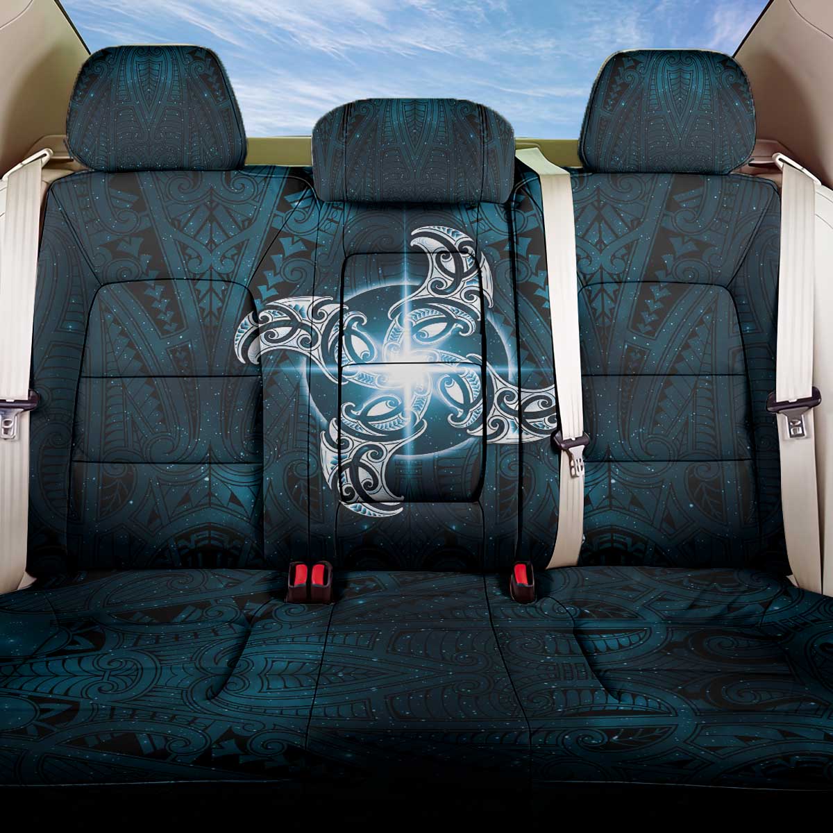 New Zealand Matariki Waita Back Car Seat Cover Maori Moko Dark Blue Galaxy