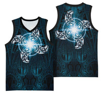 New Zealand Matariki Waita Basketball Jersey Maori Moko Dark Blue Galaxy LT05 - Polynesian Pride