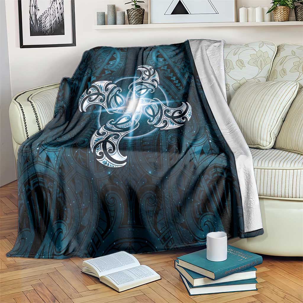 New Zealand Matariki Waita Blanket Maori Moko Dark Blue Galaxy