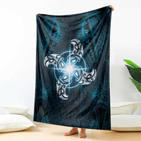 New Zealand Matariki Waita Blanket Maori Moko Dark Blue Galaxy