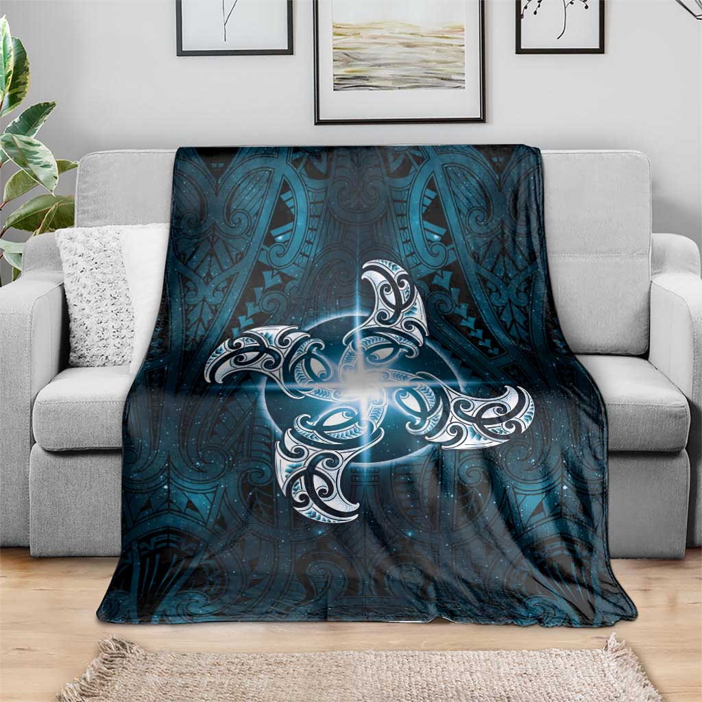 New Zealand Matariki Waita Blanket Maori Moko Dark Blue Galaxy