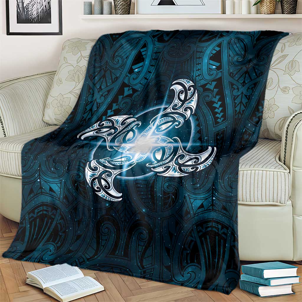 New Zealand Matariki Waita Blanket Maori Moko Dark Blue Galaxy