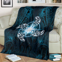 New Zealand Matariki Waita Blanket Maori Moko Dark Blue Galaxy
