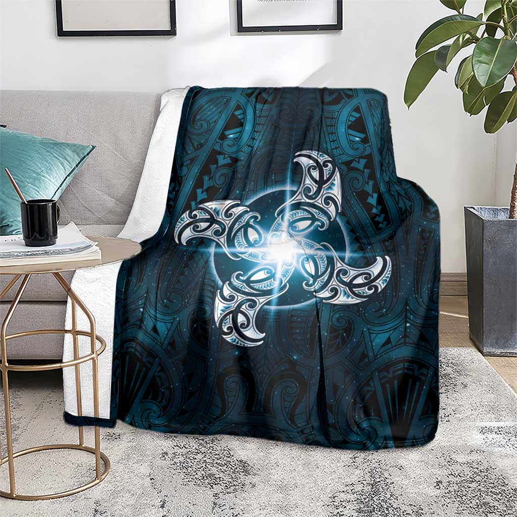 New Zealand Matariki Waita Blanket Maori Moko Dark Blue Galaxy