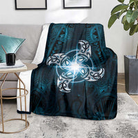 New Zealand Matariki Waita Blanket Maori Moko Dark Blue Galaxy