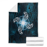 New Zealand Matariki Waita Blanket Maori Moko Dark Blue Galaxy