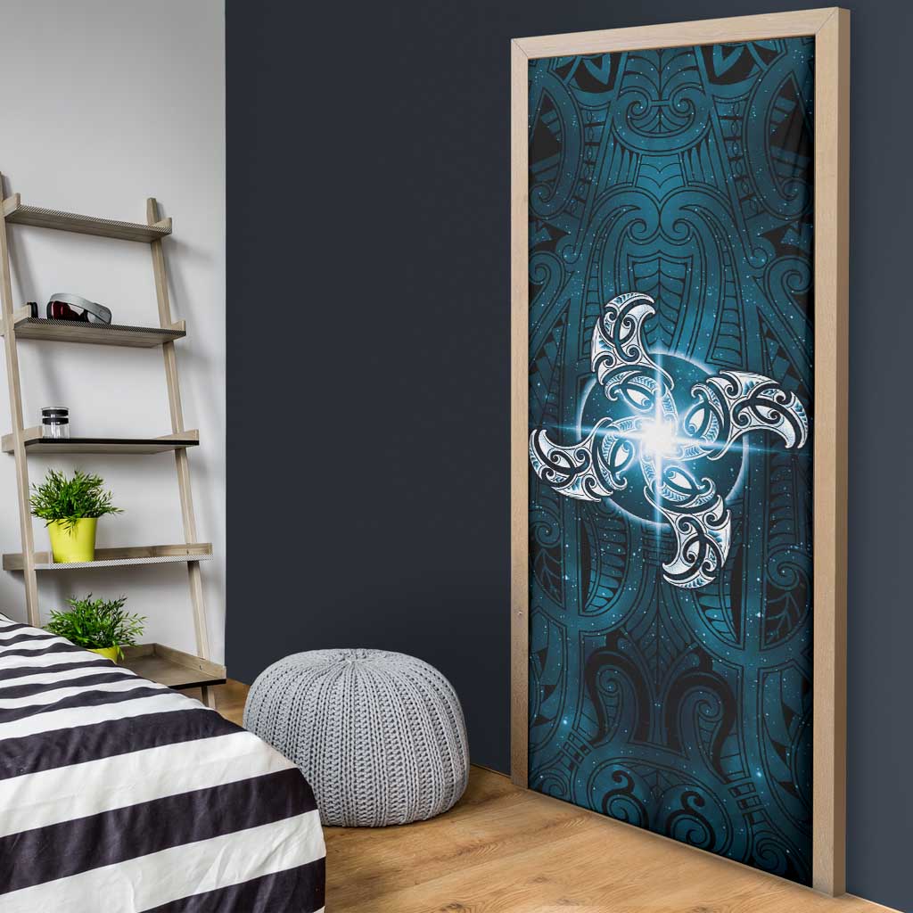 New Zealand Matariki Waita Door Cover Maori Moko Dark Blue Galaxy
