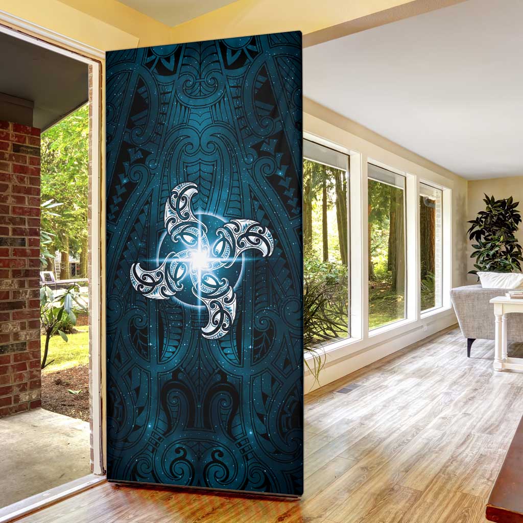 New Zealand Matariki Waita Door Cover Maori Moko Dark Blue Galaxy
