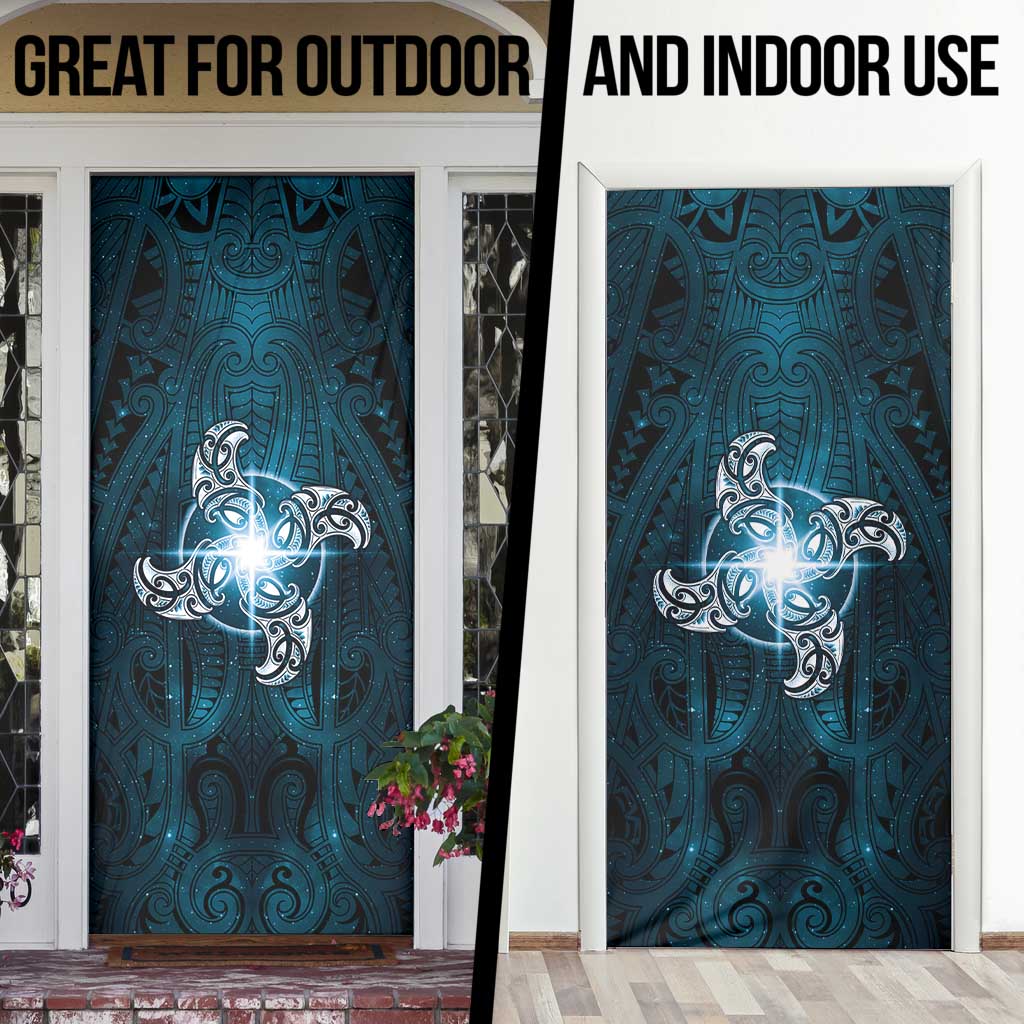 New Zealand Matariki Waita Door Cover Maori Moko Dark Blue Galaxy
