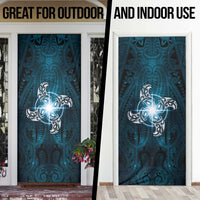 New Zealand Matariki Waita Door Cover Maori Moko Dark Blue Galaxy