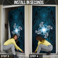 New Zealand Matariki Waita Door Cover Maori Moko Dark Blue Galaxy