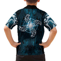 New Zealand Matariki Waita Family Matching Short Sleeve Bodycon Dress and Hawaiian Shirt Maori Moko Dark Blue Galaxy