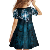 New Zealand Matariki Waita Family Matching Short Sleeve Bodycon Dress and Hawaiian Shirt Maori Moko Dark Blue Galaxy