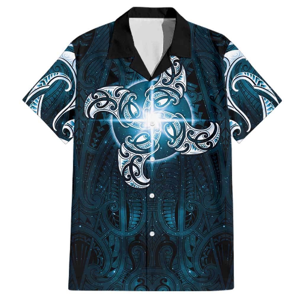 New Zealand Matariki Waita Family Matching Short Sleeve Bodycon Dress and Hawaiian Shirt Maori Moko Dark Blue Galaxy