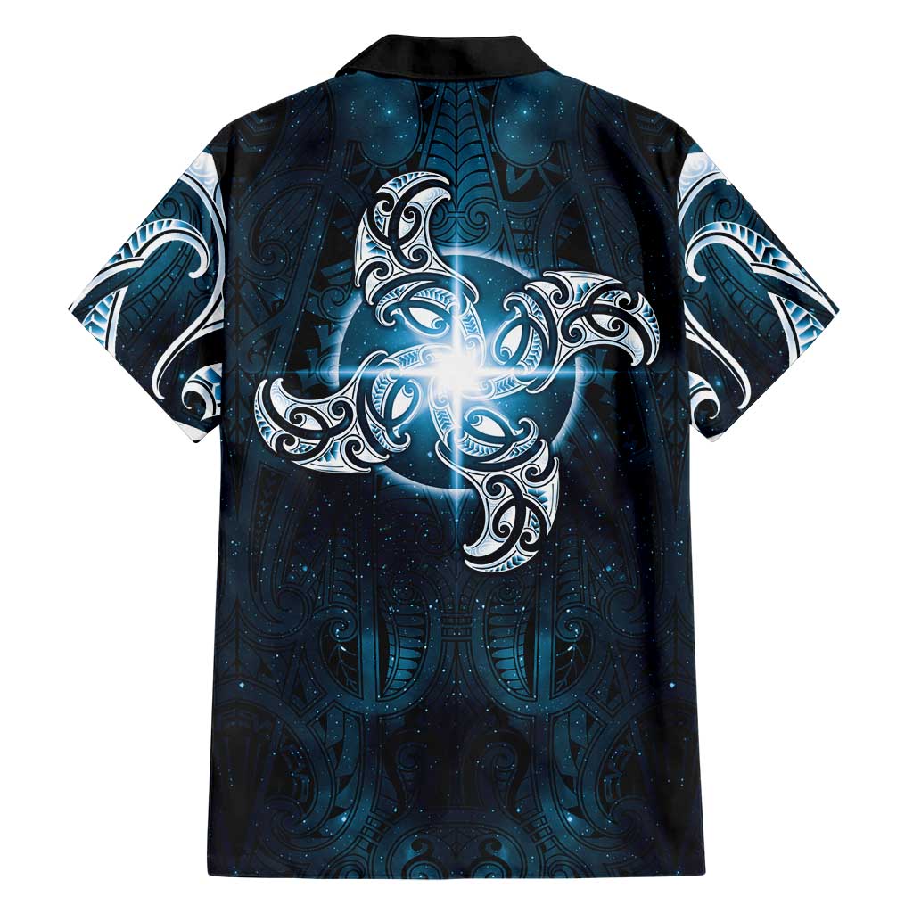 New Zealand Matariki Waita Family Matching Short Sleeve Bodycon Dress and Hawaiian Shirt Maori Moko Dark Blue Galaxy