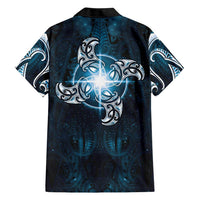 New Zealand Matariki Waita Family Matching Short Sleeve Bodycon Dress and Hawaiian Shirt Maori Moko Dark Blue Galaxy