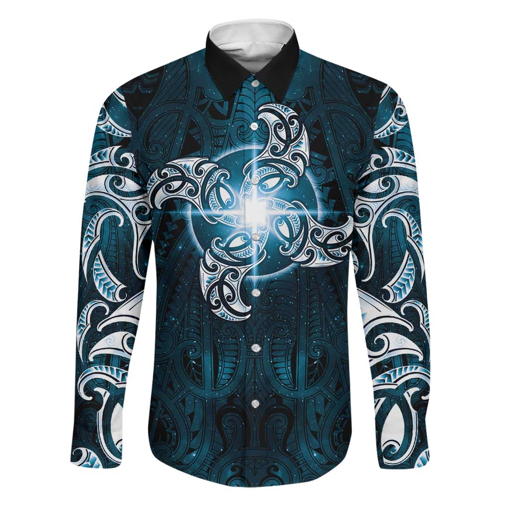 New Zealand Matariki Waita Family Matching Short Sleeve Bodycon Dress and Hawaiian Shirt Maori Moko Dark Blue Galaxy