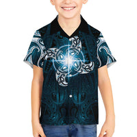 New Zealand Matariki Waita Family Matching Short Sleeve Bodycon Dress and Hawaiian Shirt Maori Moko Dark Blue Galaxy