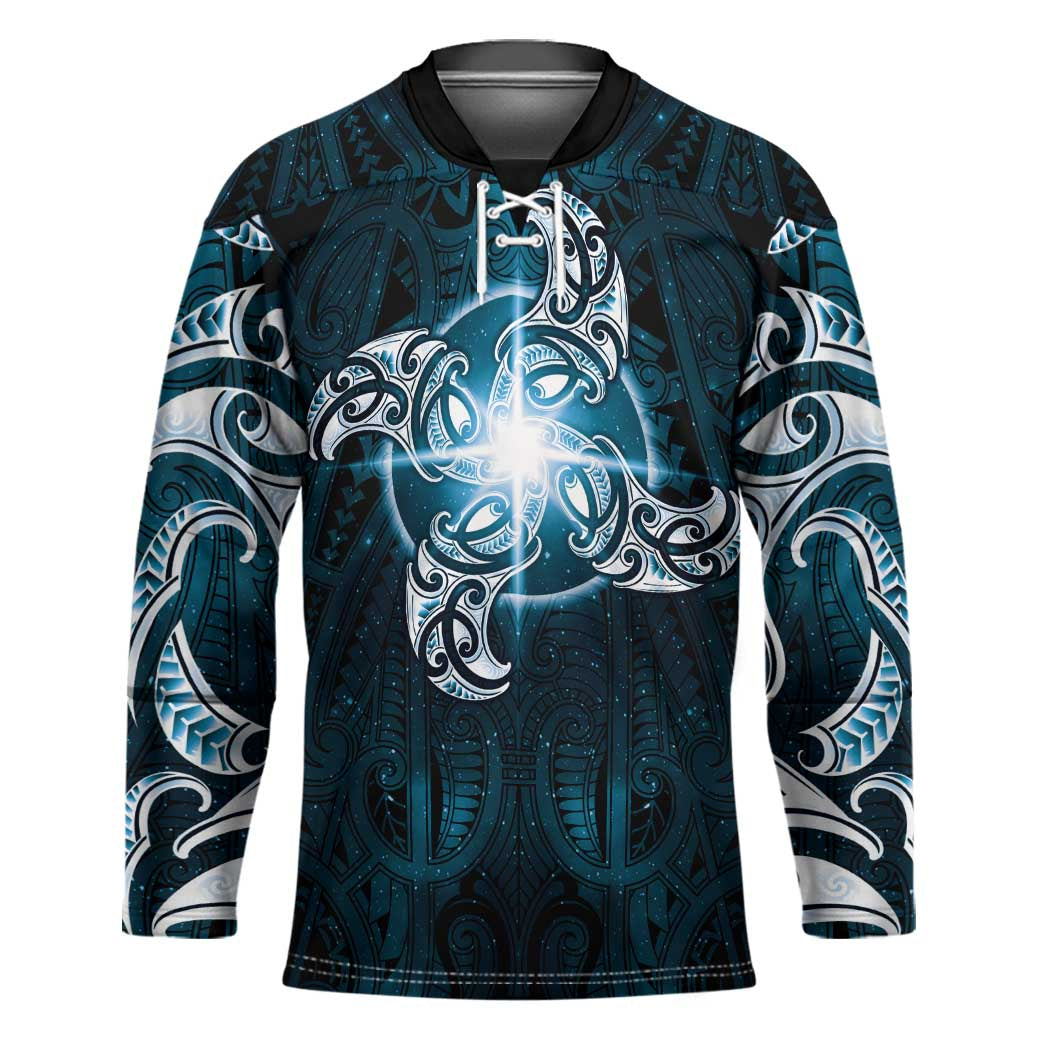 New Zealand Matariki Waita Hockey Jersey Maori Moko Dark Blue Galaxy