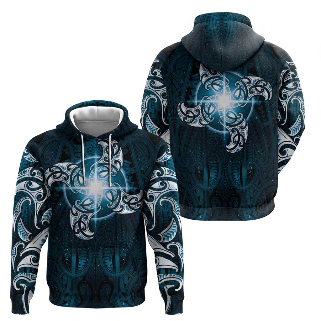 New Zealand Matariki Waita Hoodie Maori Moko Dark Blue Galaxy