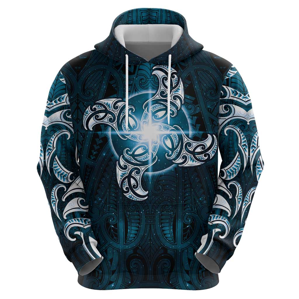 New Zealand Matariki Waita Hoodie Maori Moko Dark Blue Galaxy