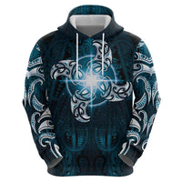 New Zealand Matariki Waita Hoodie Maori Moko Dark Blue Galaxy