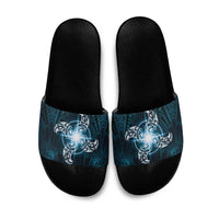 New Zealand Matariki Waita Slide Sandals Maori Moko Dark Blue Galaxy LT05 Blue - Polynesian Pride