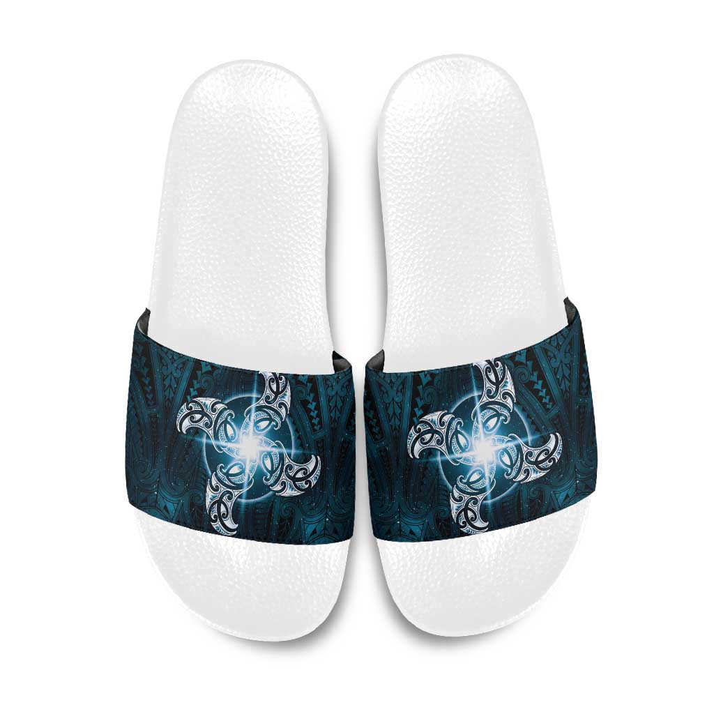 New Zealand Matariki Waita Slide Sandals Maori Moko Dark Blue Galaxy LT05 Blue - Polynesian Pride