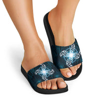 New Zealand Matariki Waita Slide Sandals Maori Moko Dark Blue Galaxy LT05 - Polynesian Pride
