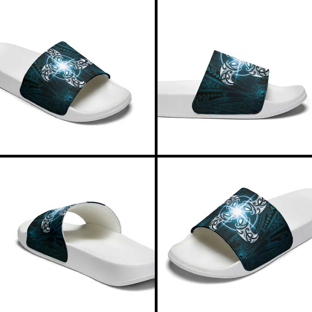 New Zealand Matariki Waita Slide Sandals Maori Moko Dark Blue Galaxy LT05 - Polynesian Pride