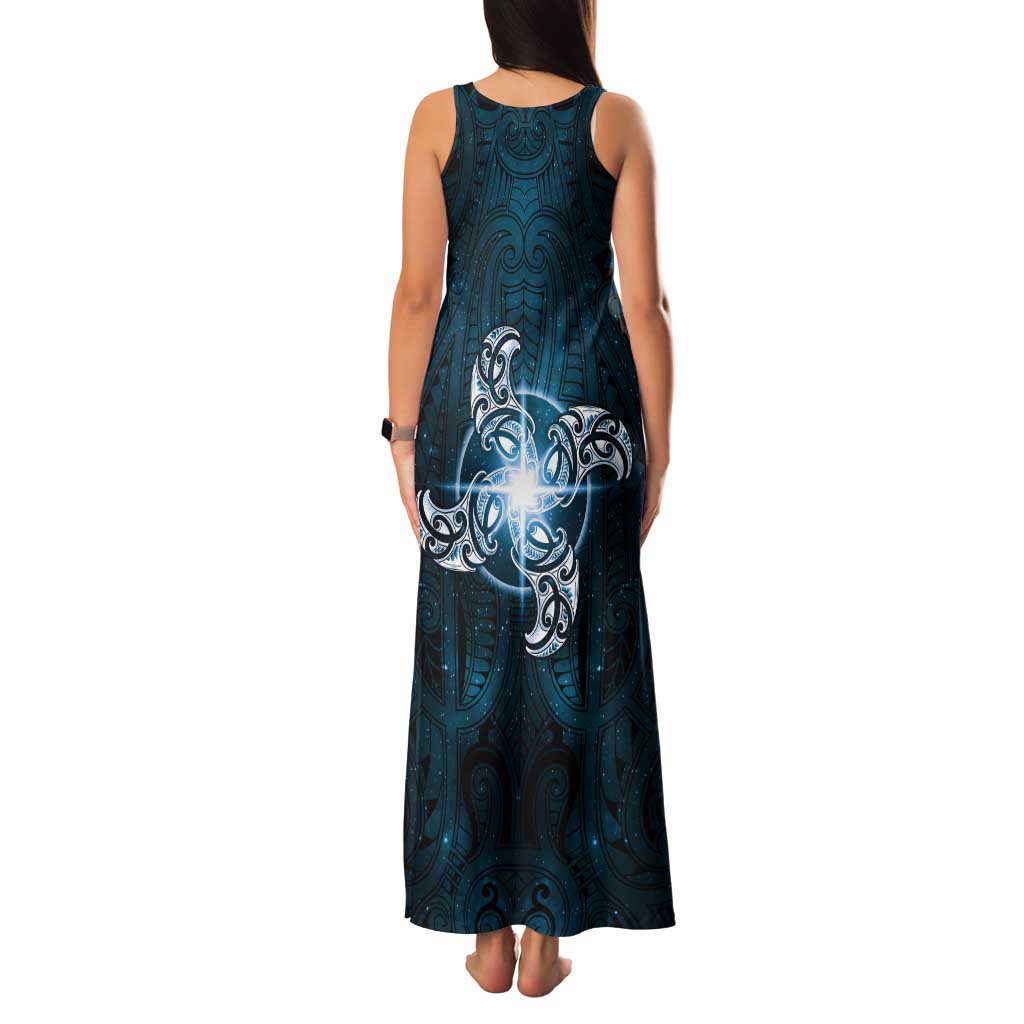New Zealand Matariki Waita Tank Maxi Dress Maori Moko Dark Blue Galaxy LT05 - Polynesian Pride