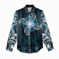New Zealand Matariki Waita Women Casual Shirt Maori Moko Dark Blue Galaxy