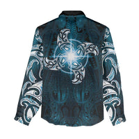 New Zealand Matariki Waita Women Casual Shirt Maori Moko Dark Blue Galaxy