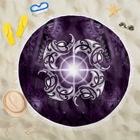 New Zealand Matariki Waipunarangi Beach Blanket Maori Moko Purple Galaxy
