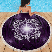 New Zealand Matariki Waipunarangi Beach Blanket Maori Moko Purple Galaxy