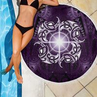 New Zealand Matariki Waipunarangi Beach Blanket Maori Moko Purple Galaxy