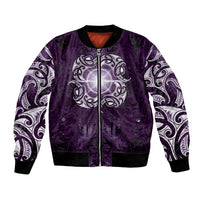 New Zealand Matariki Waipunarangi Bomber Jacket Maori Moko Purple Galaxy LT05 Unisex Purple - Polynesian Pride