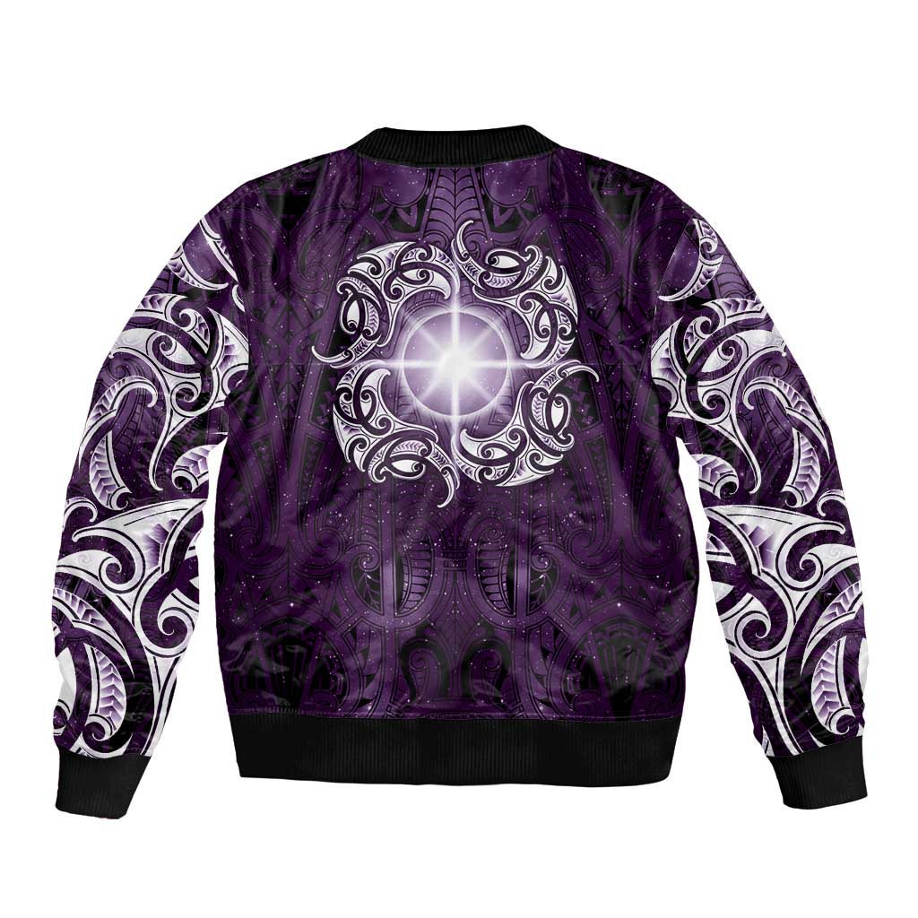 New Zealand Matariki Waipunarangi Bomber Jacket Maori Moko Purple Galaxy LT05 - Polynesian Pride
