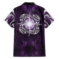New Zealand Matariki Waipunarangi Family Matching Summer Maxi Dress and Hawaiian Shirt Maori Moko Purple Galaxy