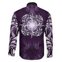 New Zealand Matariki Waipunarangi Family Matching Summer Maxi Dress and Hawaiian Shirt Maori Moko Purple Galaxy