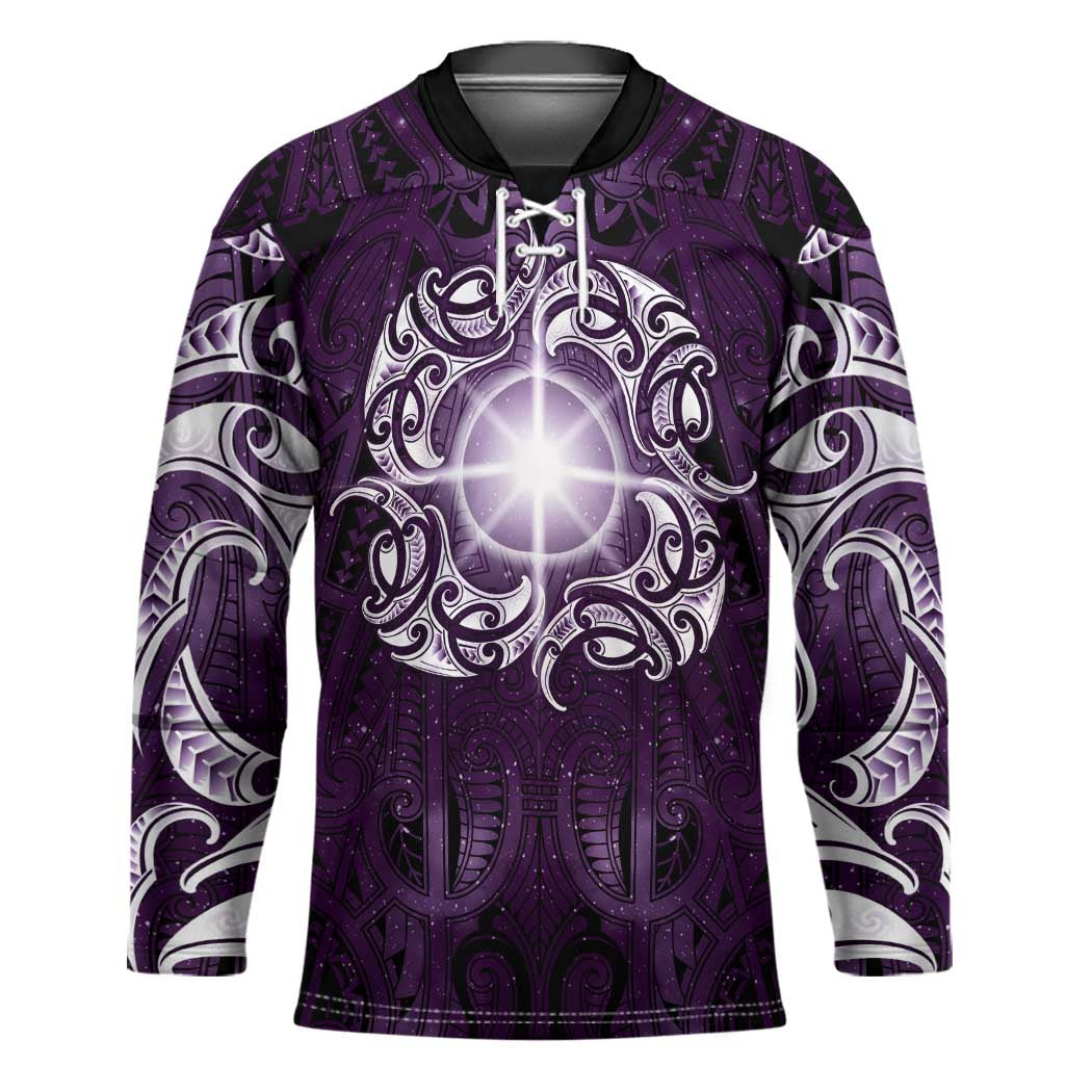 New Zealand Matariki Waipunarangi Hockey Jersey Maori Moko Purple Galaxy