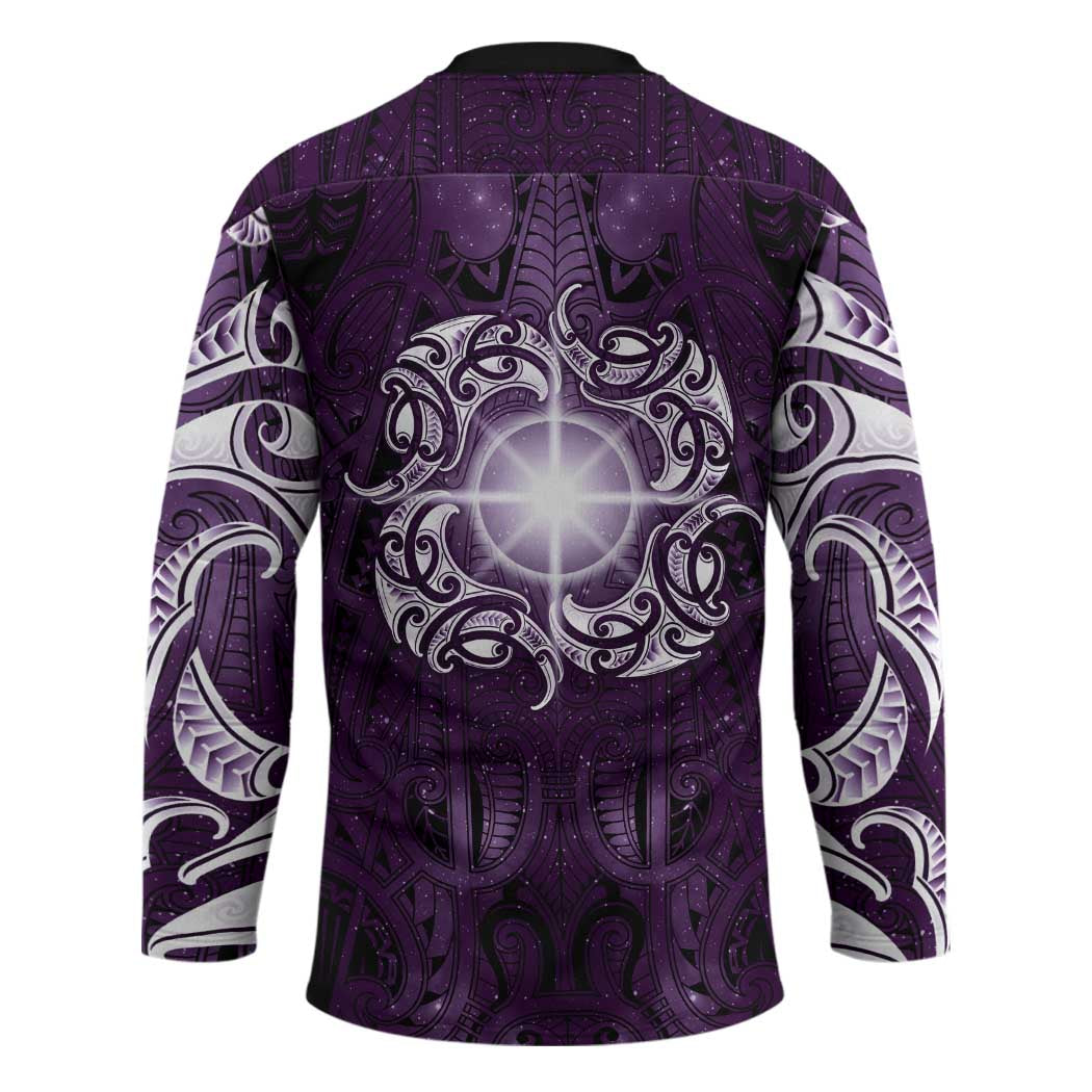 New Zealand Matariki Waipunarangi Hockey Jersey Maori Moko Purple Galaxy
