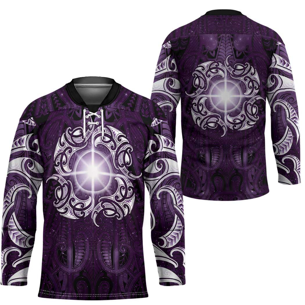 New Zealand Matariki Waipunarangi Hockey Jersey Maori Moko Purple Galaxy