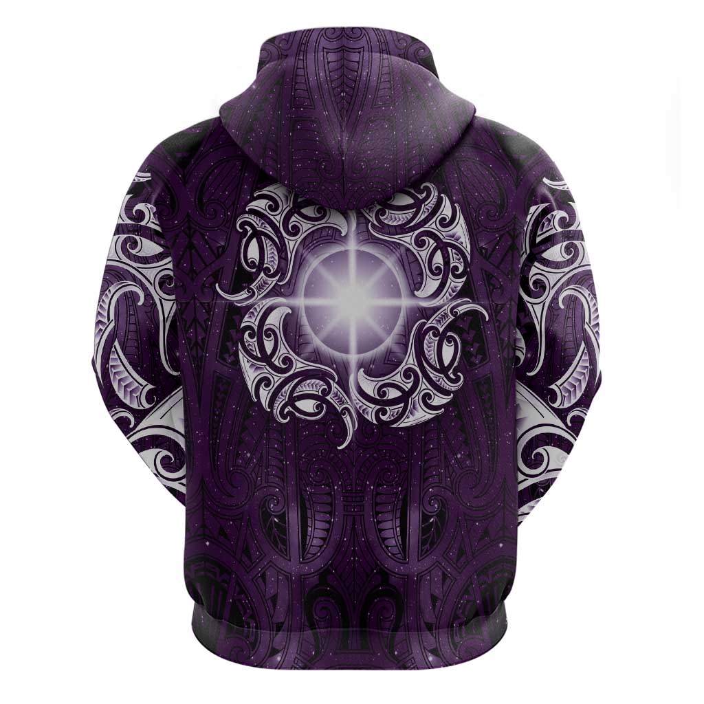 New Zealand Matariki Waipunarangi Hoodie Maori Moko Purple Galaxy