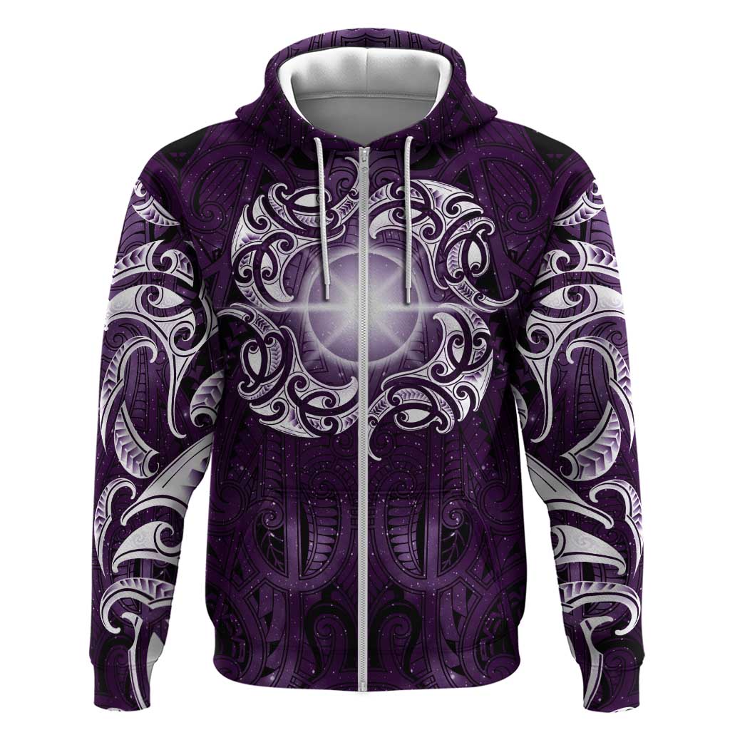New Zealand Matariki Waipunarangi Hoodie Maori Moko Purple Galaxy