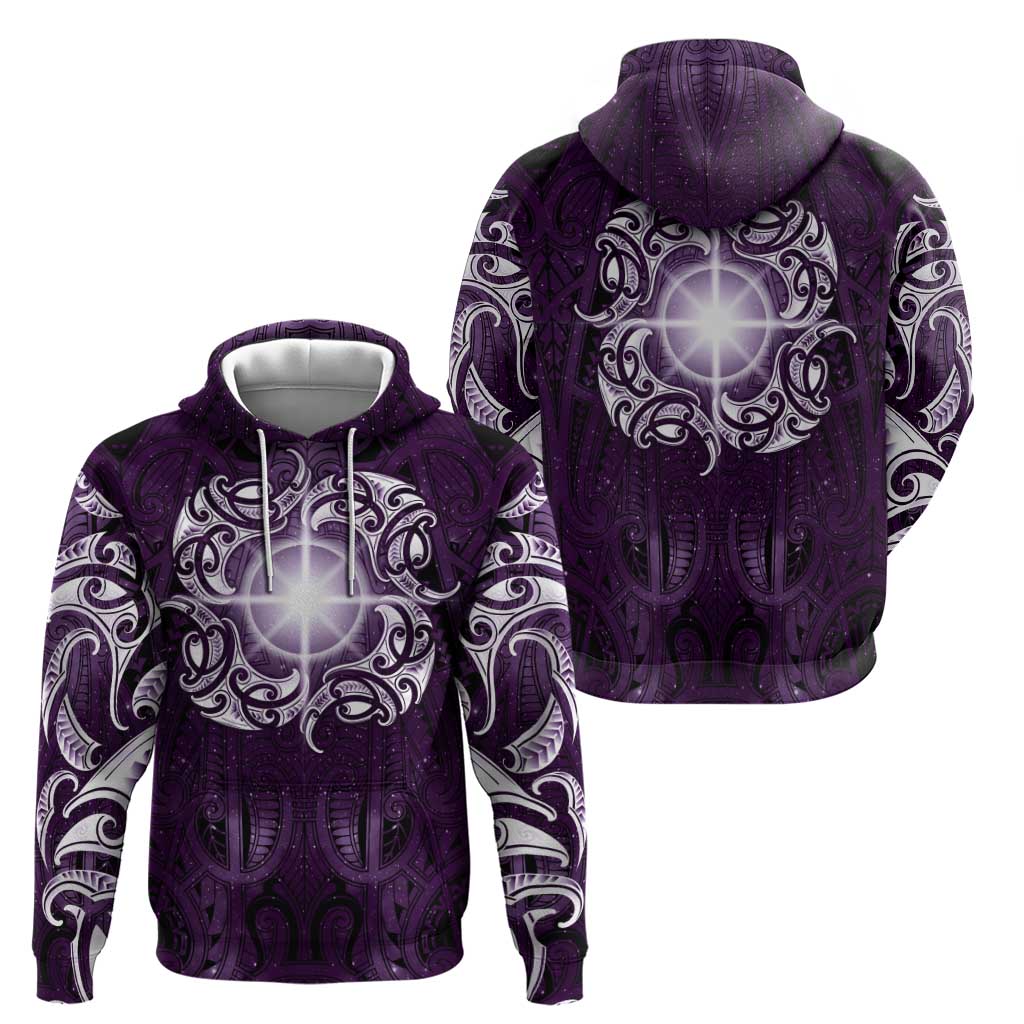 New Zealand Matariki Waipunarangi Hoodie Maori Moko Purple Galaxy