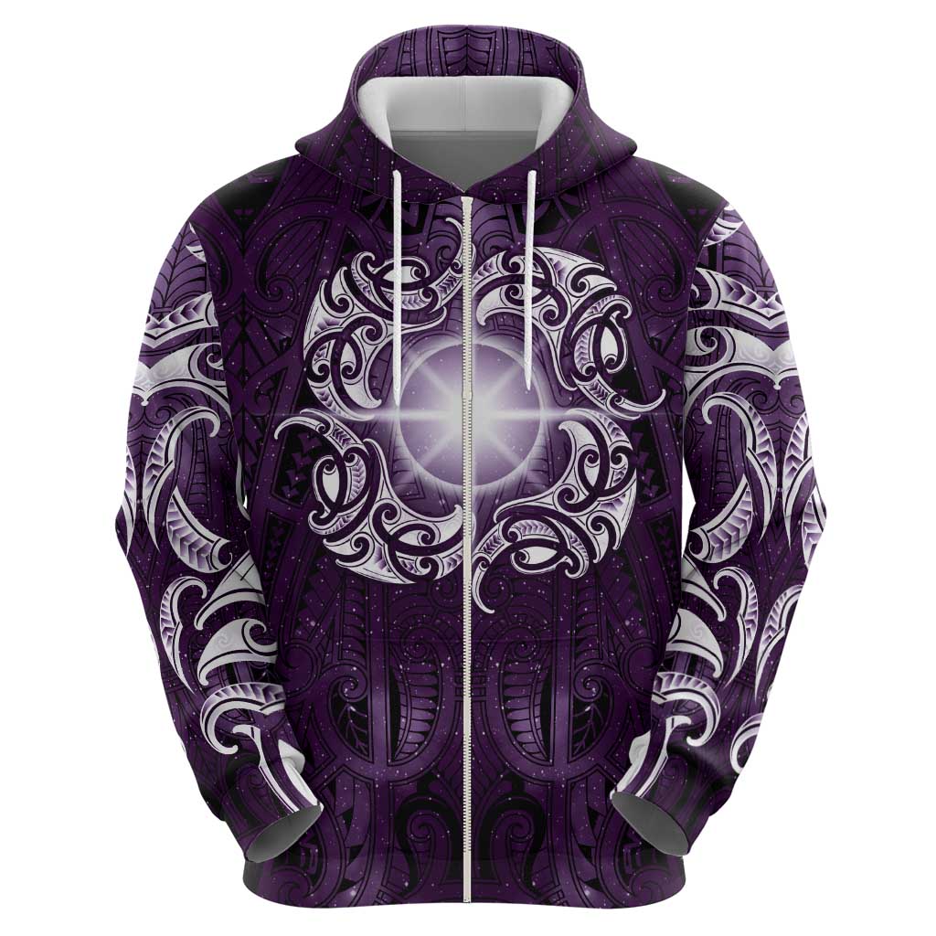 New Zealand Matariki Waipunarangi Hoodie Maori Moko Purple Galaxy